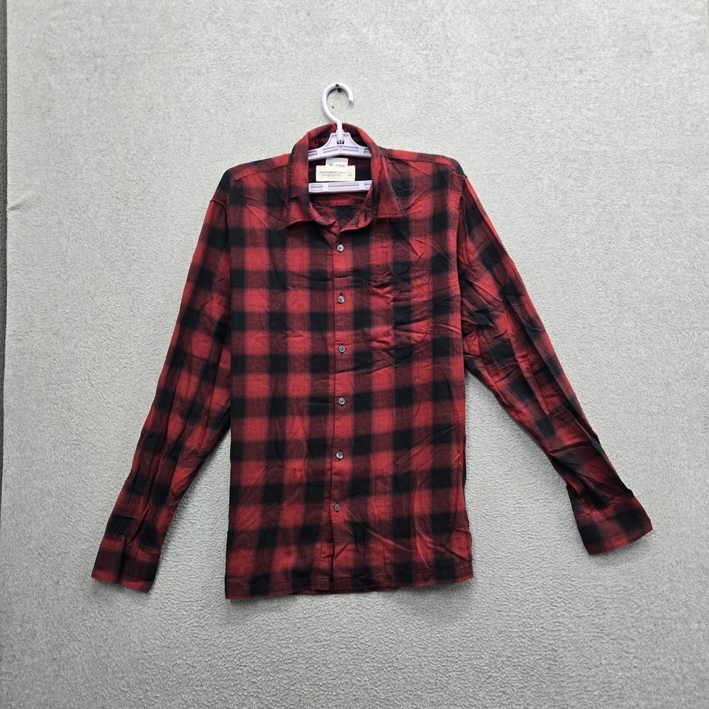 Abercrombie & Fitch Men Button Up Shirt L Red Buffalo Plaid